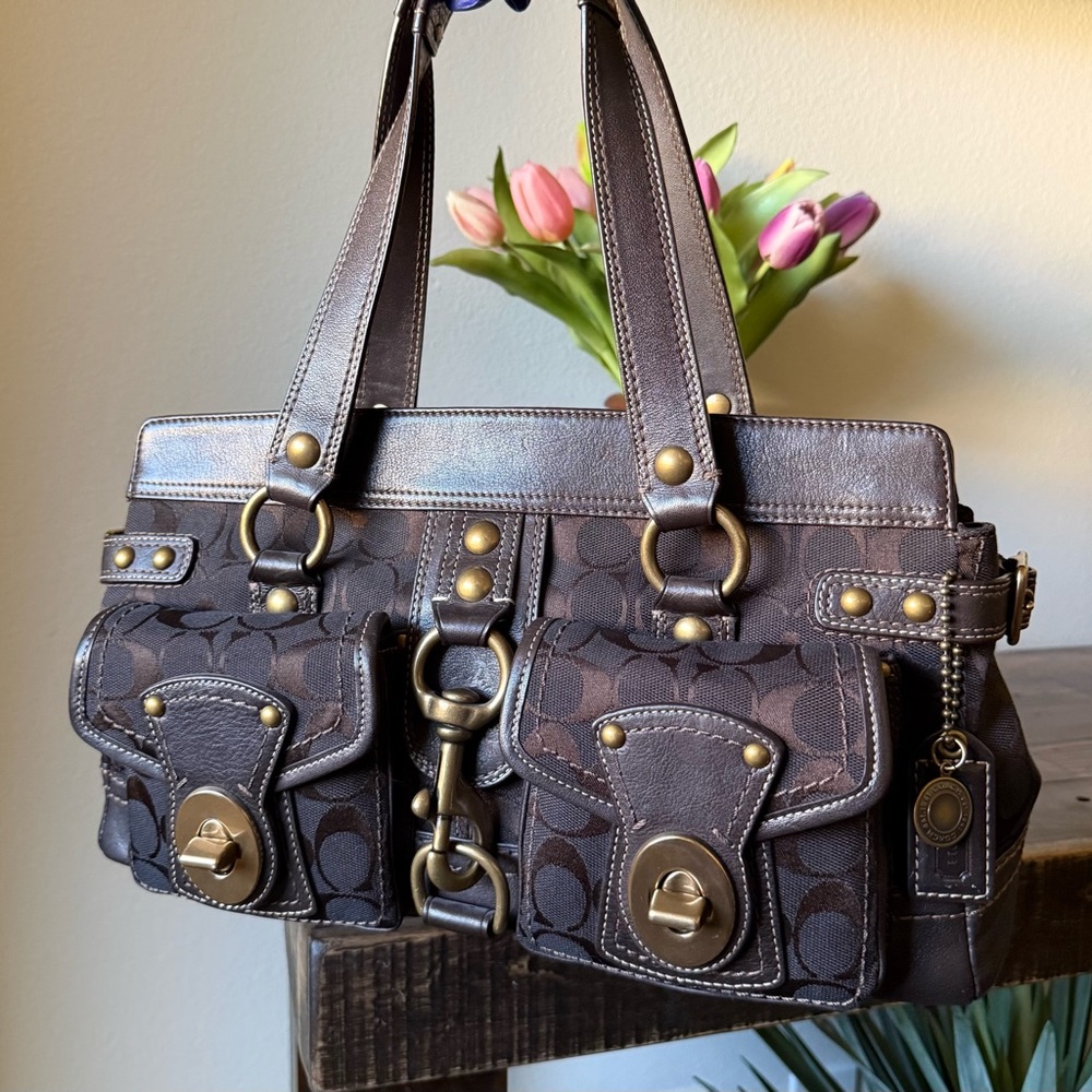 COACH LEGACY BROWN SIGNATURE SATCHEL
